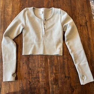 Aerie Sage Green Waffle Crop Top